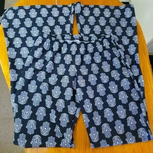Hamsa Symbol Stretch Yoga Palazzo Pants BlkWht L